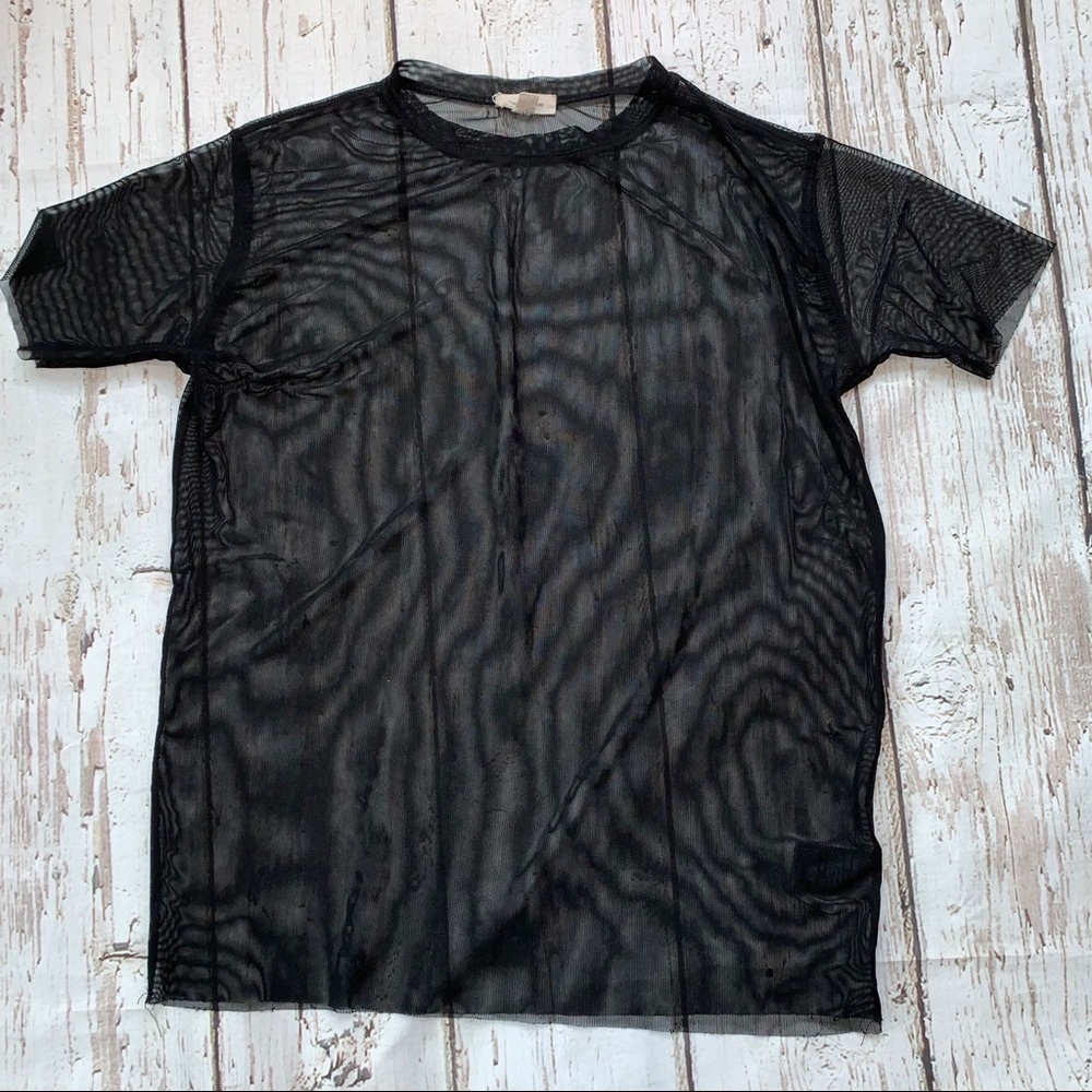 Silence + Noise mesh crew neck short sleeve top - Picture 2 of 6